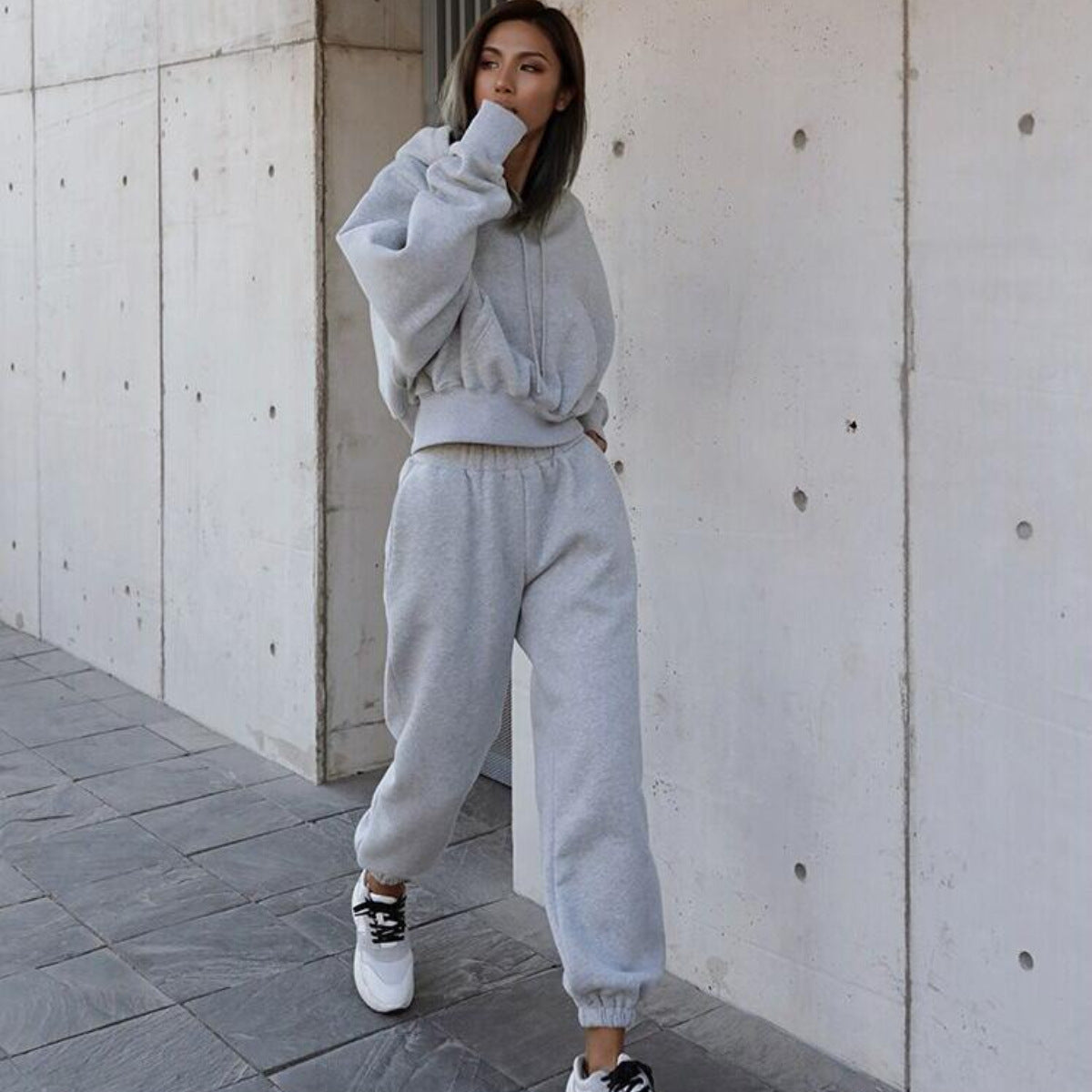 Damen Kapuzenpullover Hochtailliert mit Jogginghose Norvielle