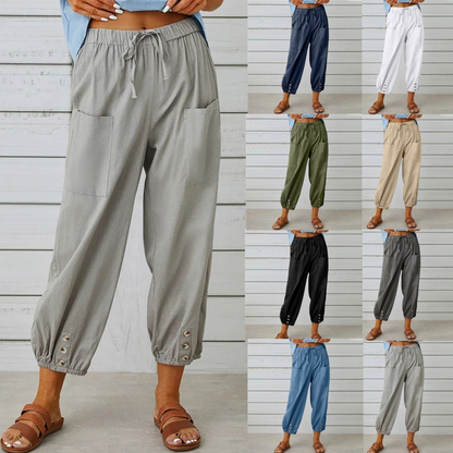 Damen Cargo Hose Tunnelzug Bein