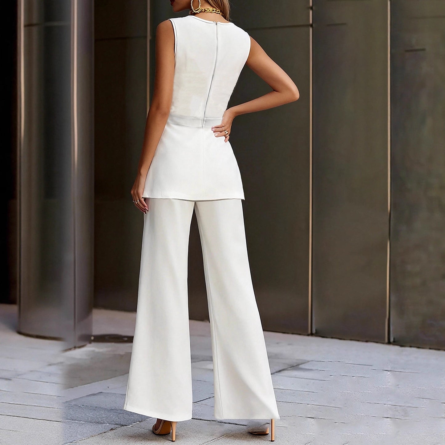 Damen Jumpsuit Tailliert V-Ausschnitt Norvielle