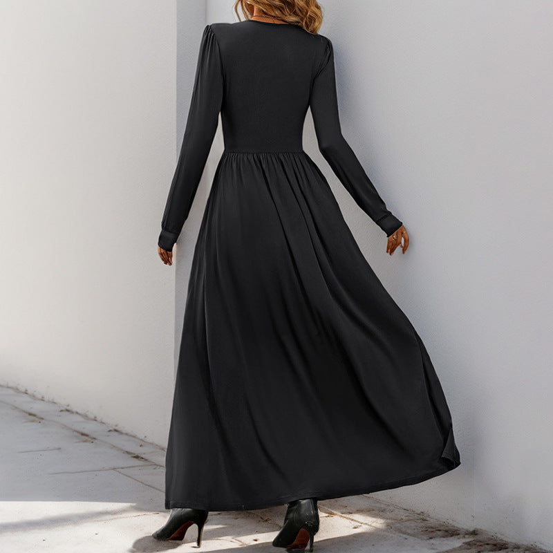 Damen Wickelkleid mit V-Ausschnitt und langen Ärmeln Norvielle