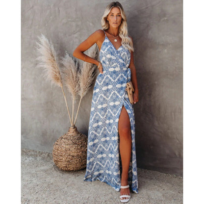 Damen Maxikleid Schwingender Saum Eleganter Schlitz Norvielle