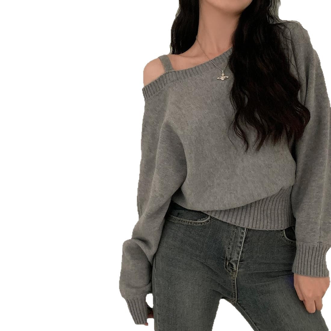 Damen Pullover Lässiger Schnitt Schulterdesign Norvielle