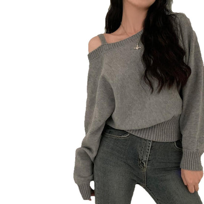 Damen Pullover Lässiger Schnitt Schulterdesign Norvielle