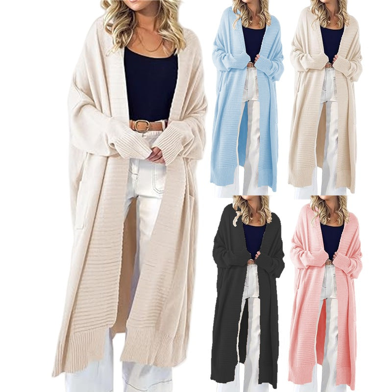 Damen Strickcardigan Lang mit Muster und Taschen Norvielle - Norvielle