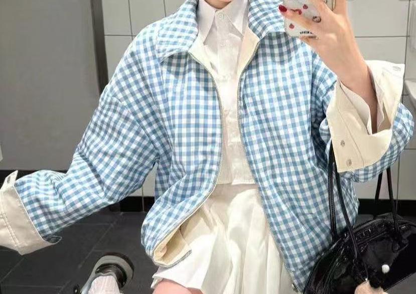 Damen Übergangsjacke Kariert Großzügiger Schnitt Modern Norvielle