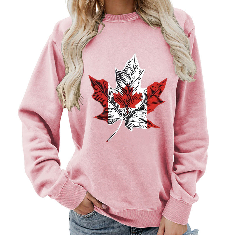Damen Sweatshirt Ahornblatt-Motiv Gemütlich Norvielle