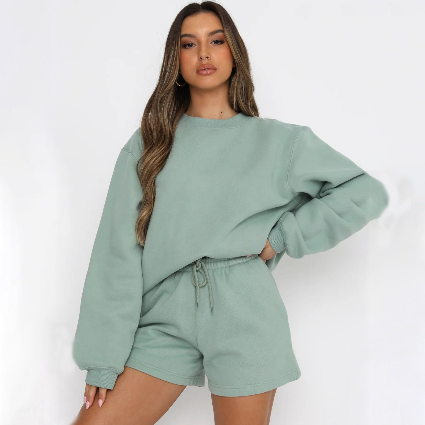 Damen Sweatshirt-Set Kurzshorts Norvielle