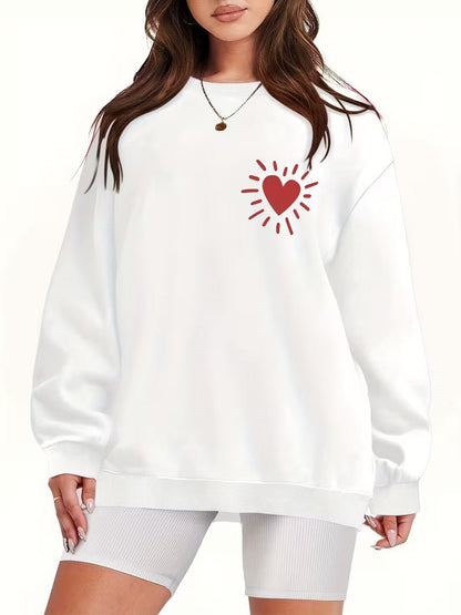 Damen Sweatshirt Übergroß Herzmotiv Norvielle