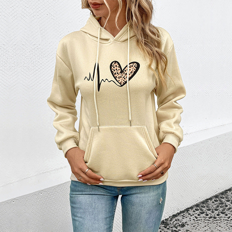 Damen Kapuzenpullover Tierdesign Kängurutaschen Schwarz - Norvielle