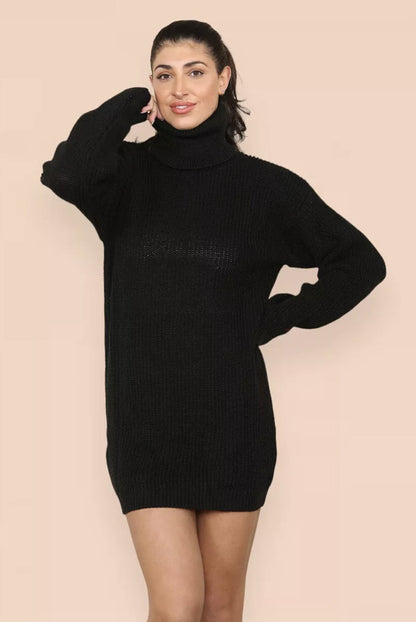 Damen Strickkleid Rollkragen Lässig Norvielle