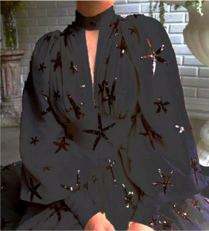 Damen Abendkleid mit Pailletten und Transparenz Norvielle
