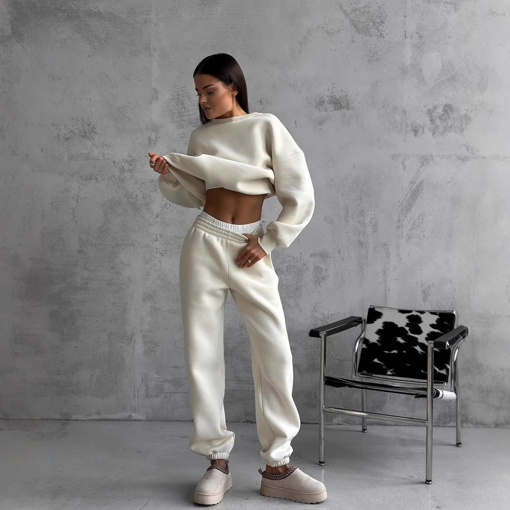 Damen Sportanzug Crop Weites Bein Norvielle