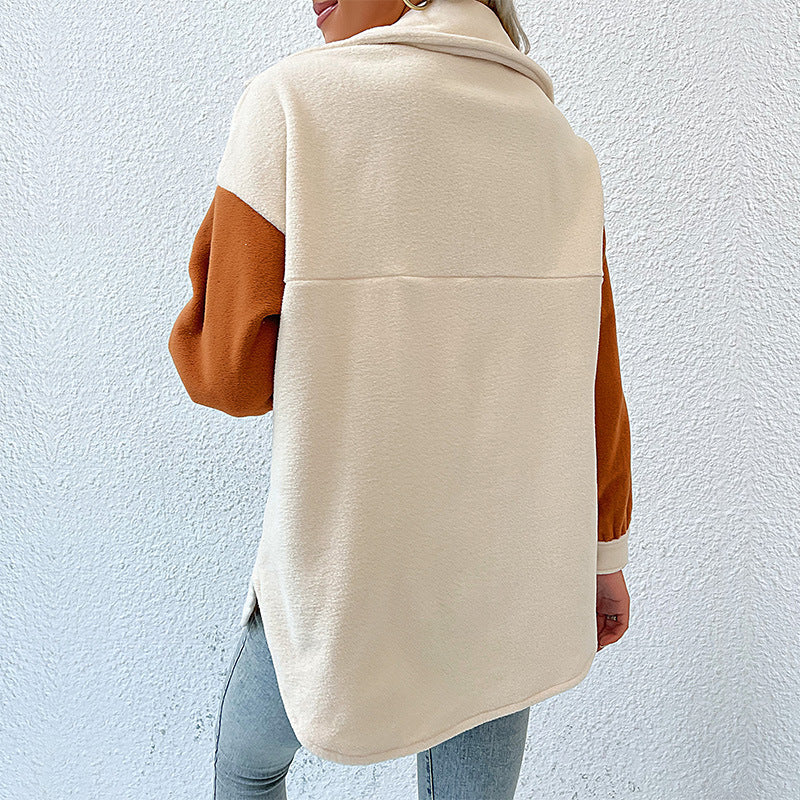 Damen Overshirt mit Taschen Farbkontrast Norvielle