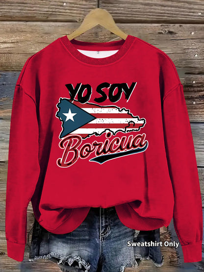 Damen Sweatshirt Puerto Rico Design Baumwolle Lässig Grau