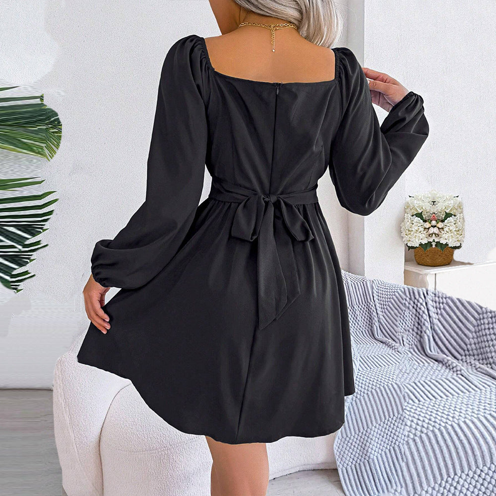 Damen Minikleid Gerafftes Oberteil Puffärmel Norvielle