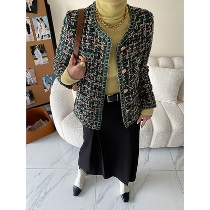 Damen Bouclé-Jacke Dekorative Knöpfe Norvielle