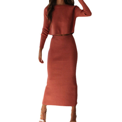 Damen Strick-Zweiteiler Modernes Rippendesign Norvielle