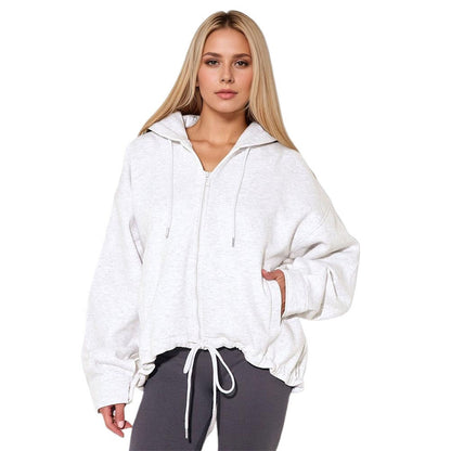 Damen Oversized Kapuzenpullover mit Kordelzug und Taschen