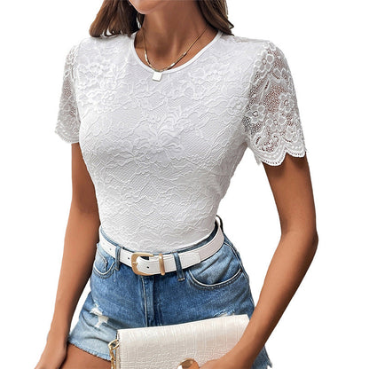 Damen Body Spitzenärmel Bequemer Schnitt