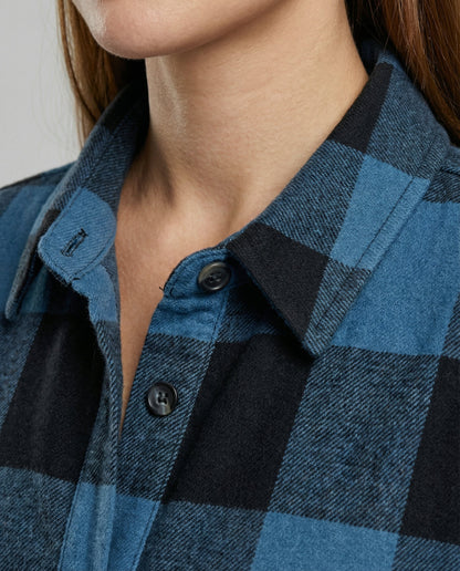 Damen Karo-Longbluse Lässig