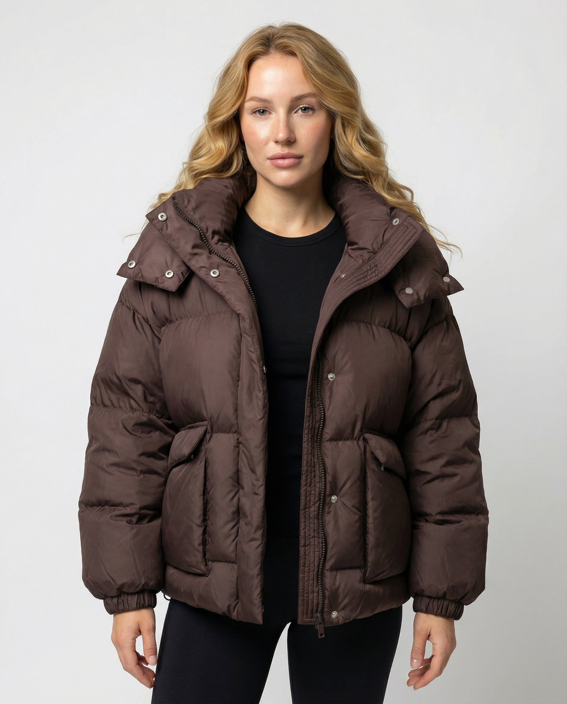Damen Winterjacke Gesteppt Wärme Schwarz - Norvielle