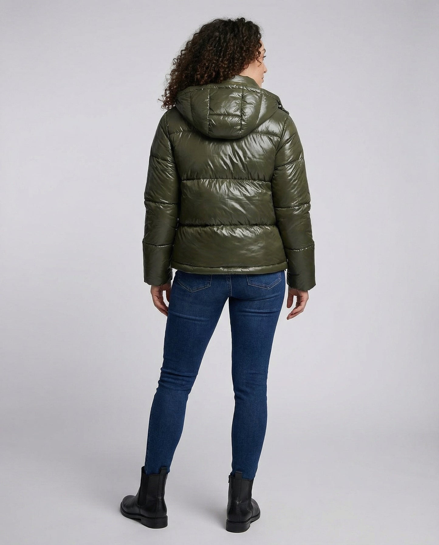 Damen Puffy Jacke Mit Kapuze