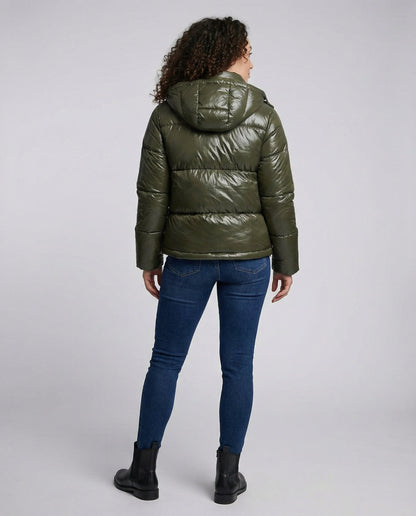 Damen Puffy Jacke Mit Kapuze