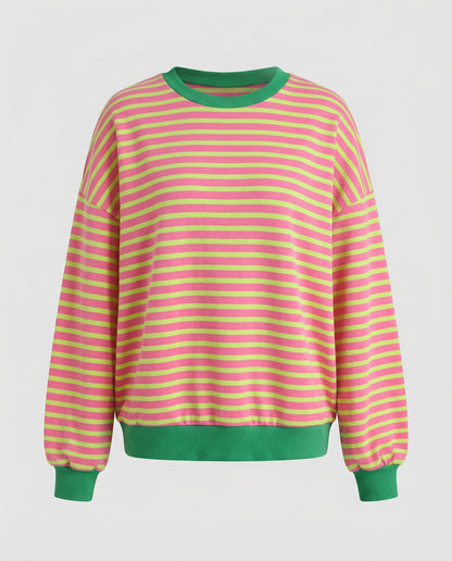 Damen Sweatshirt Gestreift Boxy