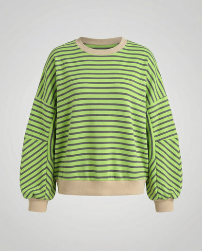 Damen Sweatshirt Gestreift Boxy