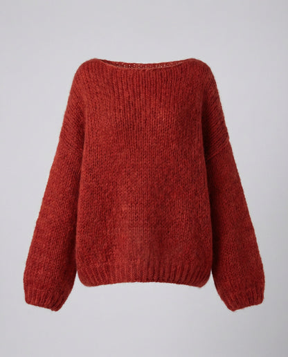 Damen Oversized Pullover U-Ausschnitt