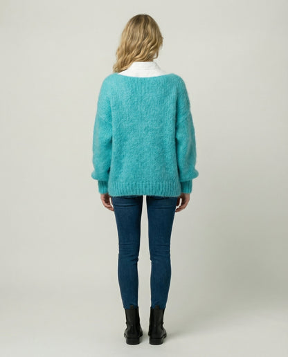 Damen Oversized Pullover U-Ausschnitt
