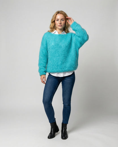 Damen Oversized Pullover U-Ausschnitt