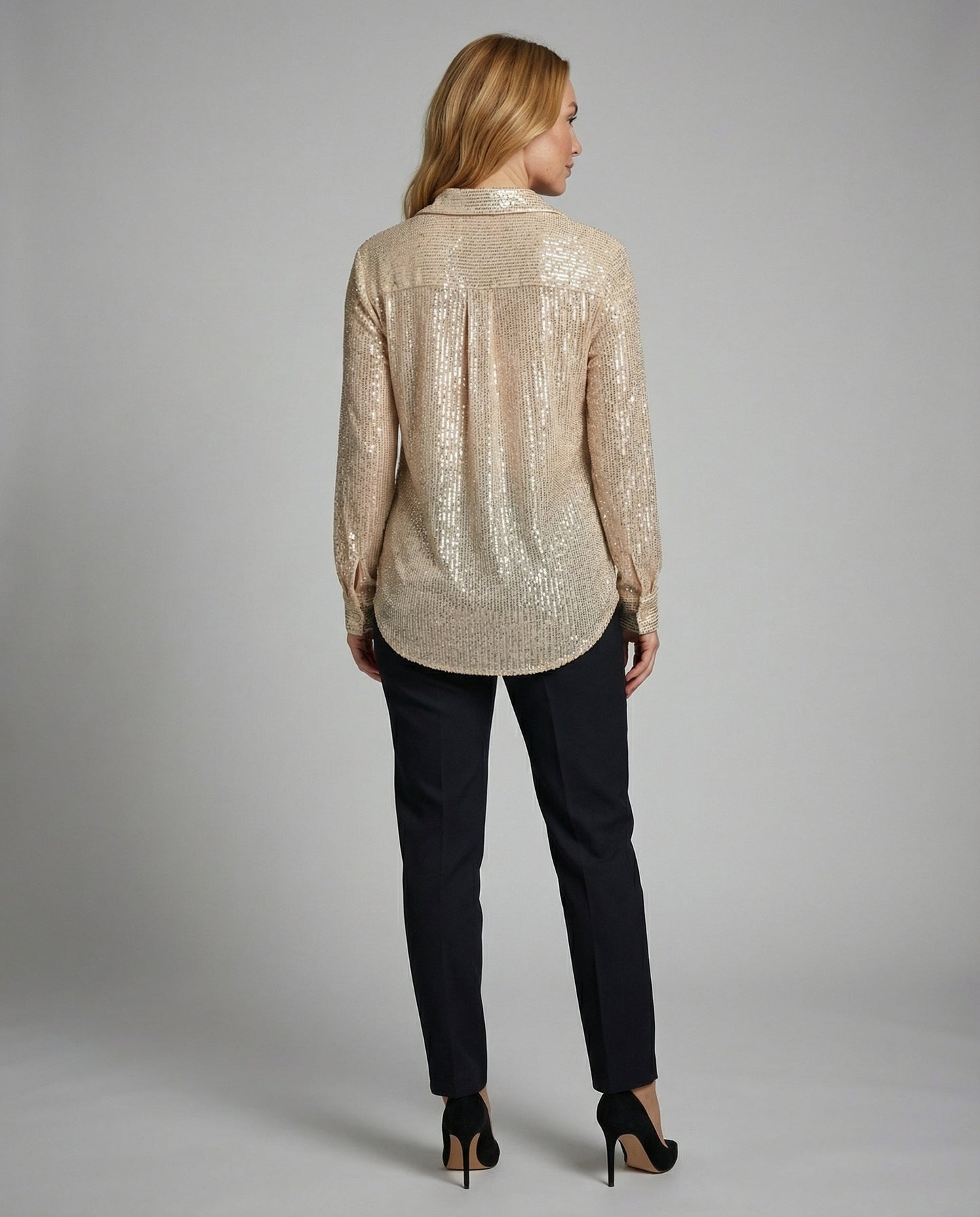 Damen Oversize Bluse Glitzernd