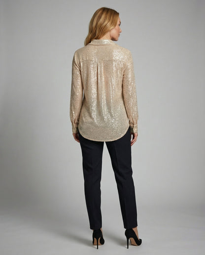 Damen Oversize Bluse Glitzernd