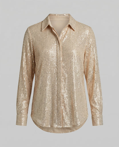 Damen Oversize Bluse Glitzernd