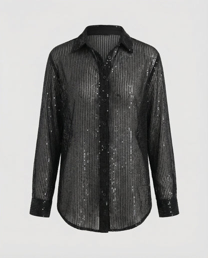 Damen Oversize Bluse Glitzernd