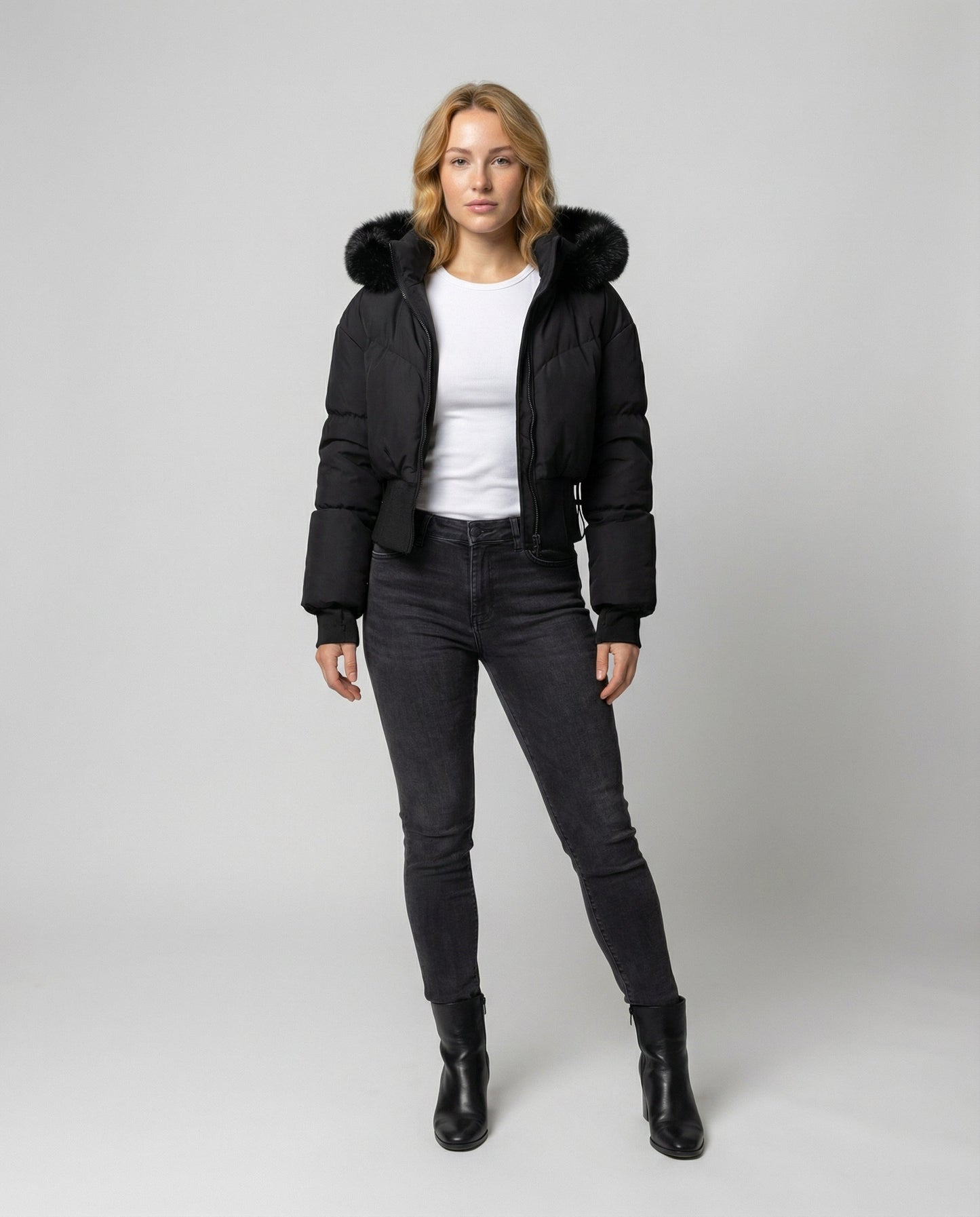 Damen Cropped Daunenjacke Warm
