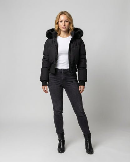 Damen Cropped Daunenjacke Warm