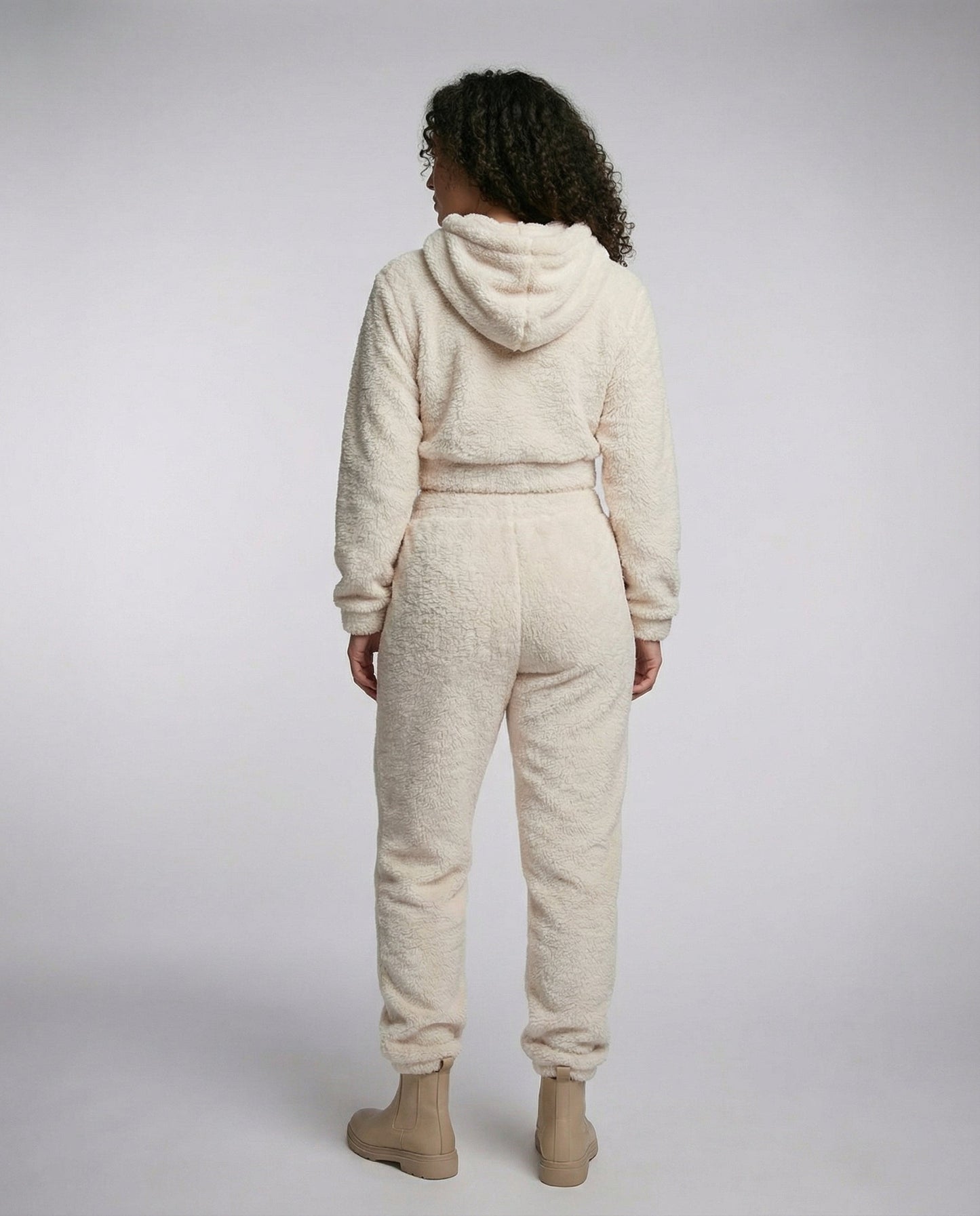 Fleece Lounge-Set Damen Kuschelig Weich Grau