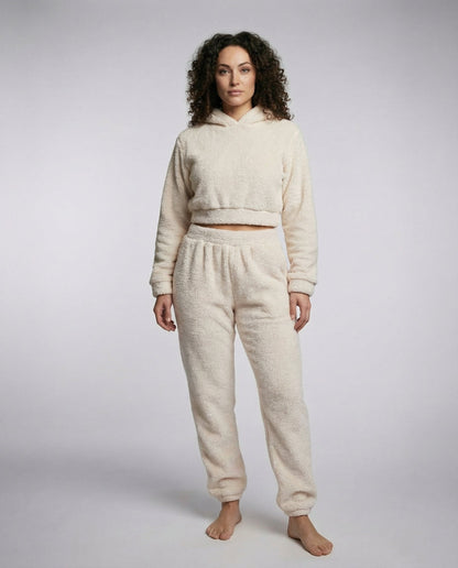Fleece Lounge-Set Damen Kuschelig Weich Grau - Norvielle