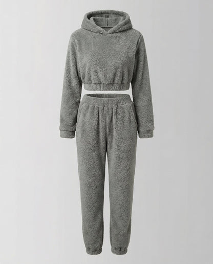 Fleece Lounge-Set Damen Kuschelig Weich Grau