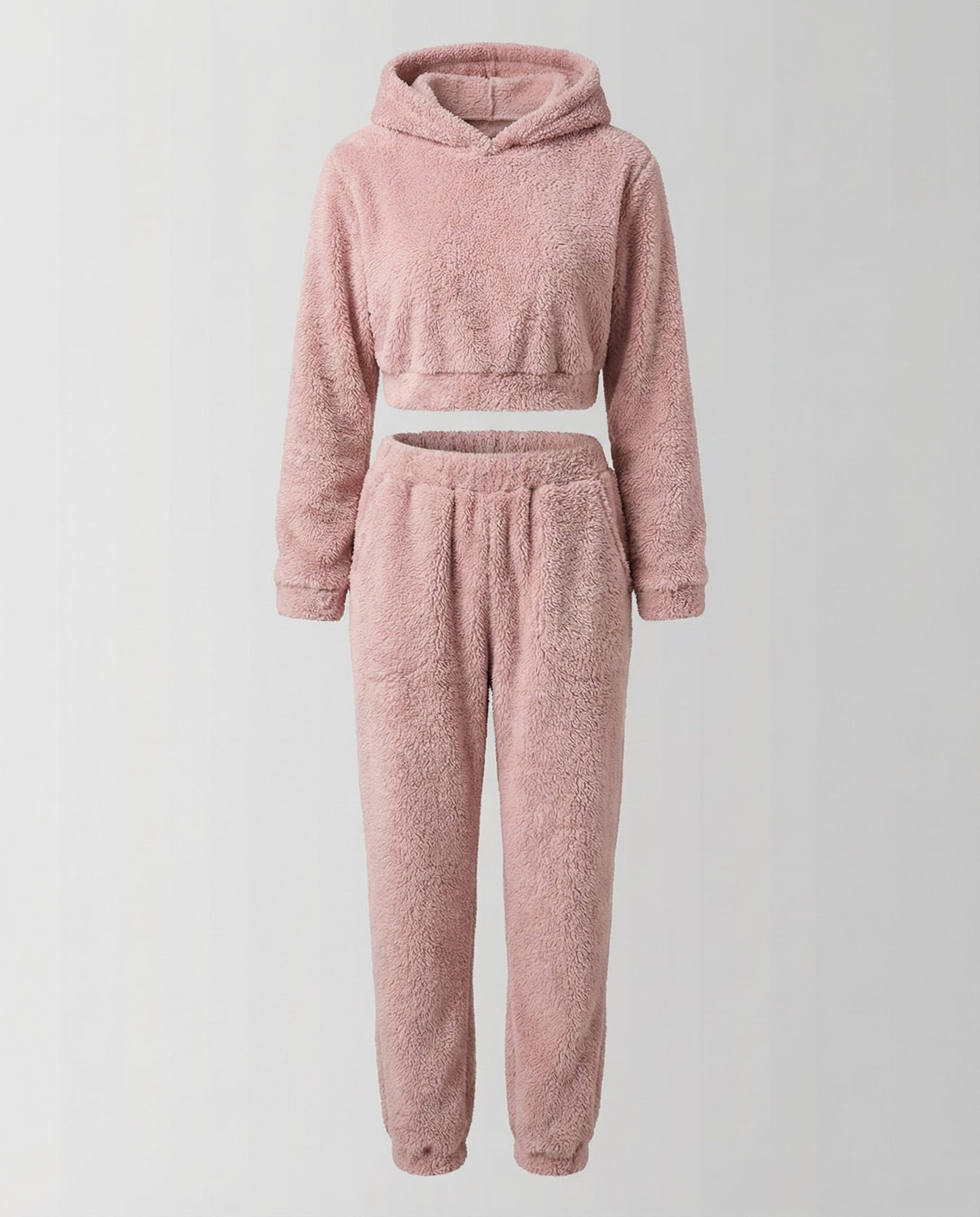 Fleece Lounge-Set Damen Kuschelig Weich Grau