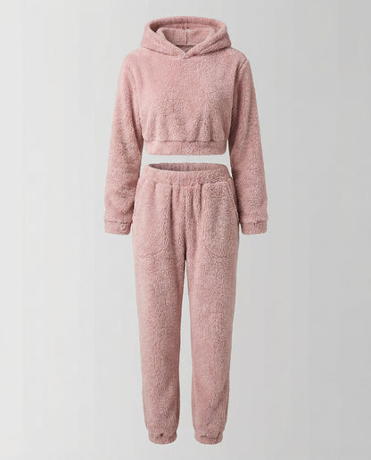 Fleece Lounge-Set Damen Kuschelig Weich Grau