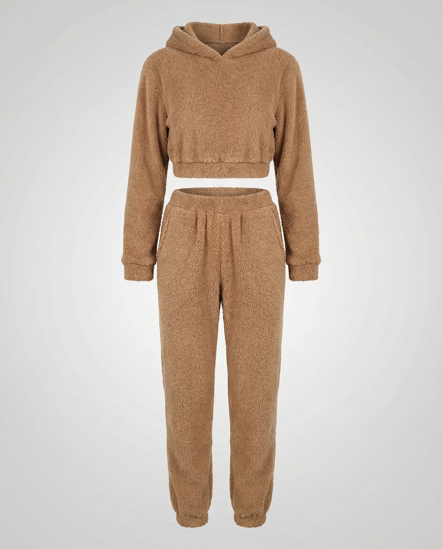 Fleece Lounge-Set Damen Kuschelig Weich Grau