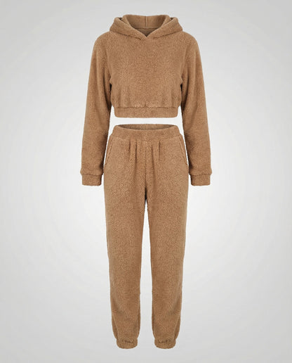 Fleece Lounge-Set Damen Kuschelig Weich Grau