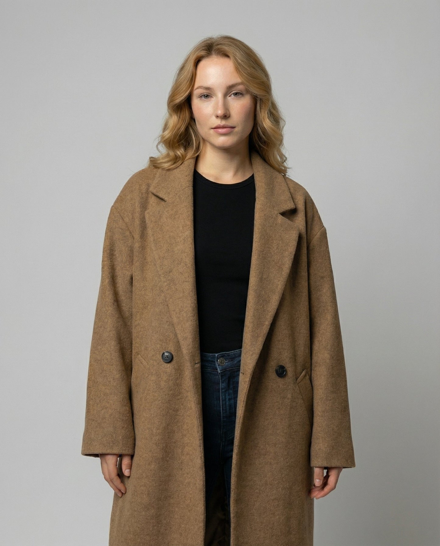 Damen Wollmantel Oversized Elegantes Design