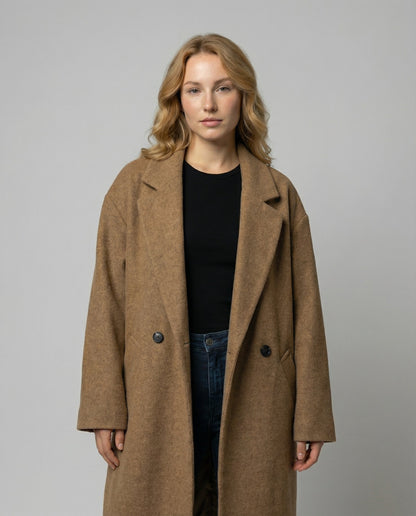 Damen Wollmantel Oversized Elegantes Design