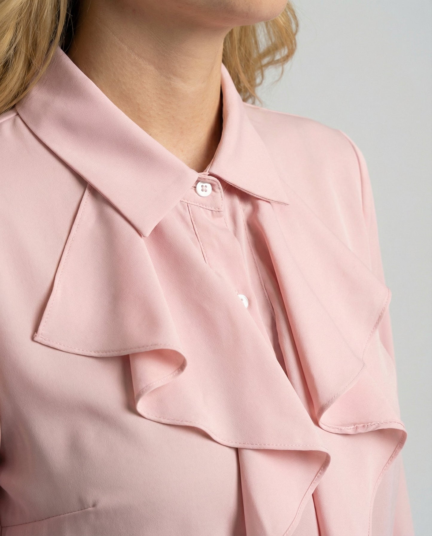 Damen Bluse mit Rüschen Eleganz Weiße Seide
