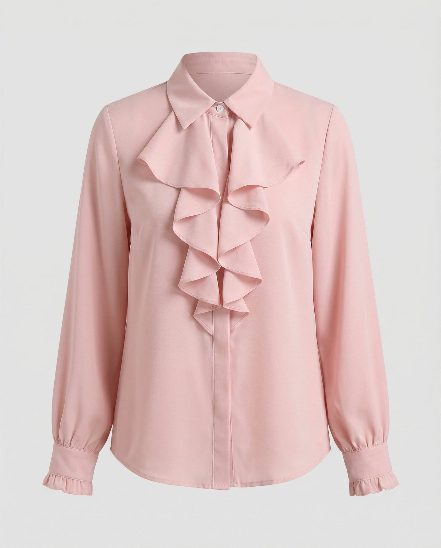 Damen Bluse mit Rüschen Eleganz Weiße Seide