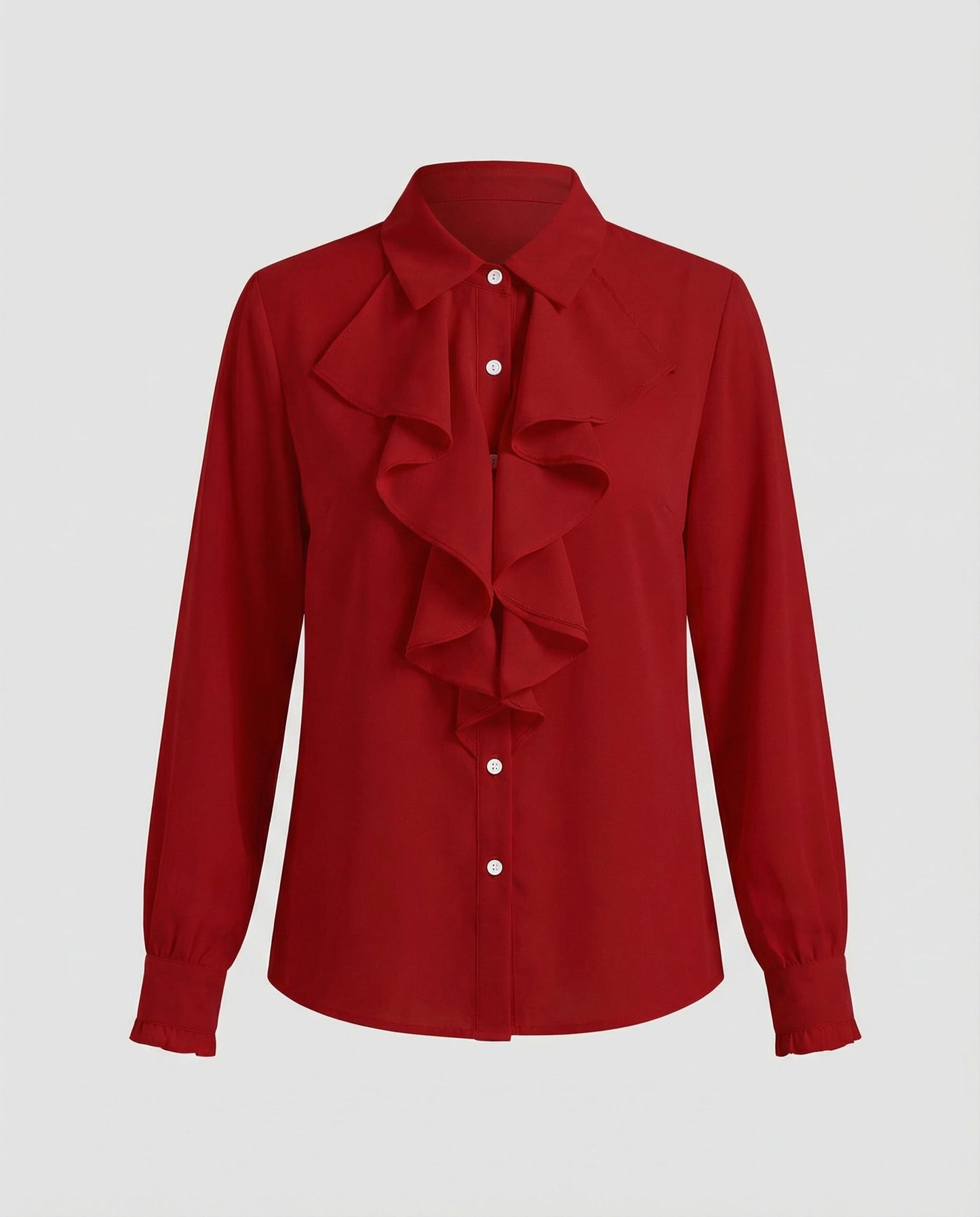 Damen Bluse mit Rüschen Eleganz Weiße Seide